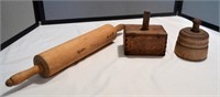 Primitive Butter Molds and Rolling Pin