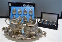 S&P Shakers (Blue) & Plate w/ Creamer/Sugar Set