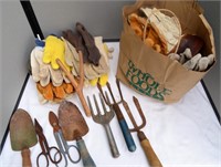 Large Assortment of Gloves and Yard Tools