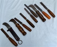 10 Wooden Handled Cutting Tools