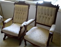 Victorian Eastlake Walnut Parlor Chairs