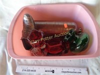 Tote of Vintage Glass, Pottery & More