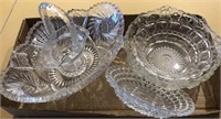 Cut glass dishes, bowls