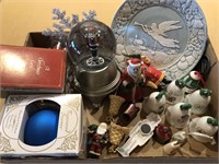 Assorted Christmas Decor, bells, snow globe