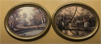 Oval framed art: landscapes