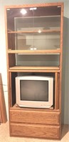 Oak media center/entertainment stand & TV