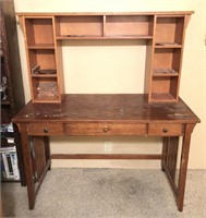 Wooden computer desk, desk w/ cubby organizer