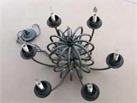 Brown patina metal electrical chandelier fixture