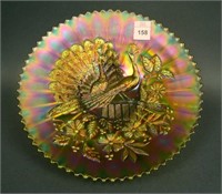 9” N Peacocks Plate w/ Ribbed Ext. – Green (rare &