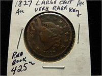 1827 US Large One Cent Coin - Coronet
