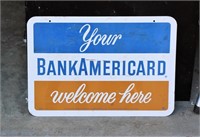 Vintage 2 Sided Metal BankAmericard Sign Adv 1972