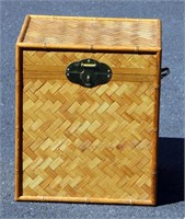 Nice Bamboo & Wood Box/Basket w Brass Clasp