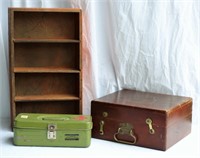 Vintage Wood Box Union Metal Box & Wood Shelf