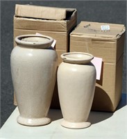 2 New Boxes Crockery Flower Vases 9" & 11.5"