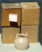 4 New Boxed Matching 5" Crockery Pots w Handles