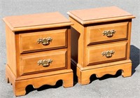 Pair of Wood Side Tables/Chests w 2 Drawers Each