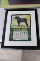 Framed Black Horse Print 12.5 x 15.5