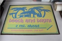 Vintage Metal Beach and Bikini Sign 18 x 24