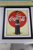 Framed Coca Cola Print 9.5 x 11.5