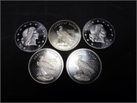 5pc World Wide Mint 1oz Fine Silver American Eagle