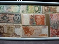 Vintage Foreign Currency Framed Display
