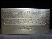 Engelhard 100 Oz 999+ Pure Silver Ingot