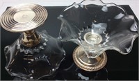 PAIR OF STERLING WEIGHTED CANDY DISHES