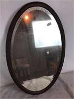 Oblong Mirror in Dark Wooden Frame