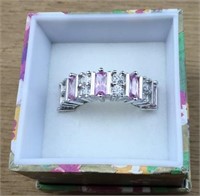 Sterling and Pink and Clear Stones Ring