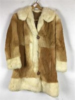 Brown and Beige Large Fur Coat