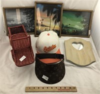 Collection of Wall Decor, Basket and Hats