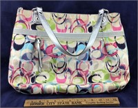 Large Pinks Green and Blues Coach Tote