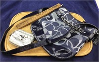 Navy Blue and Silver Coach Purse and Silver Wallet