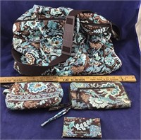 Vera Bradley Java Blue Duffel Bag w/ Accessories