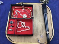 Sterling and Costume Jewelry in Black Box