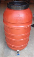 Large plastic rain barrel drum