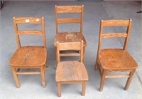 14 Vintage Oak Children's Schoolhouse Chairs