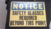 Safety Glasses sign heavy plastic