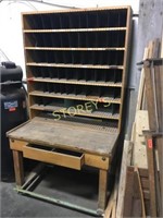 Post Office Sorting Station w/ Drawer on Wheels