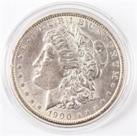 Coin 1900 Morgan Silver Dollar as Almost Unc.