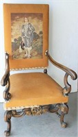Antique "Blue Boy" Ornate Needlepoint Throne Chair
