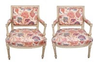 Louis XVI - Manner Arm Chairs, Antique Pair