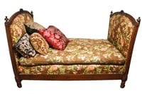Louis XVI -Manner French Walnut Daybed Upholstered