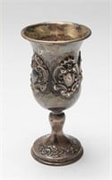 Judaica Sterling Repousse Kiddish Cup, Antique