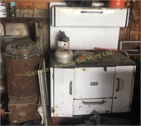Antique Wood Cook Stove and 1 Wood Heater