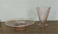 Pair of Pink Depression Glass Pieces