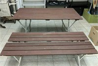 R1- Fold Up Wooden Picnic Table & Two Benches