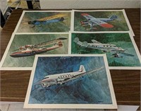 Set of 5 Airplane Prints by Banks