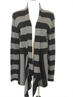 St. Johns Bay Grey/Black Stripe Sweater Jacket, XL