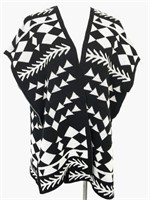 Black and White Diamond Pattern Sweater Jacket